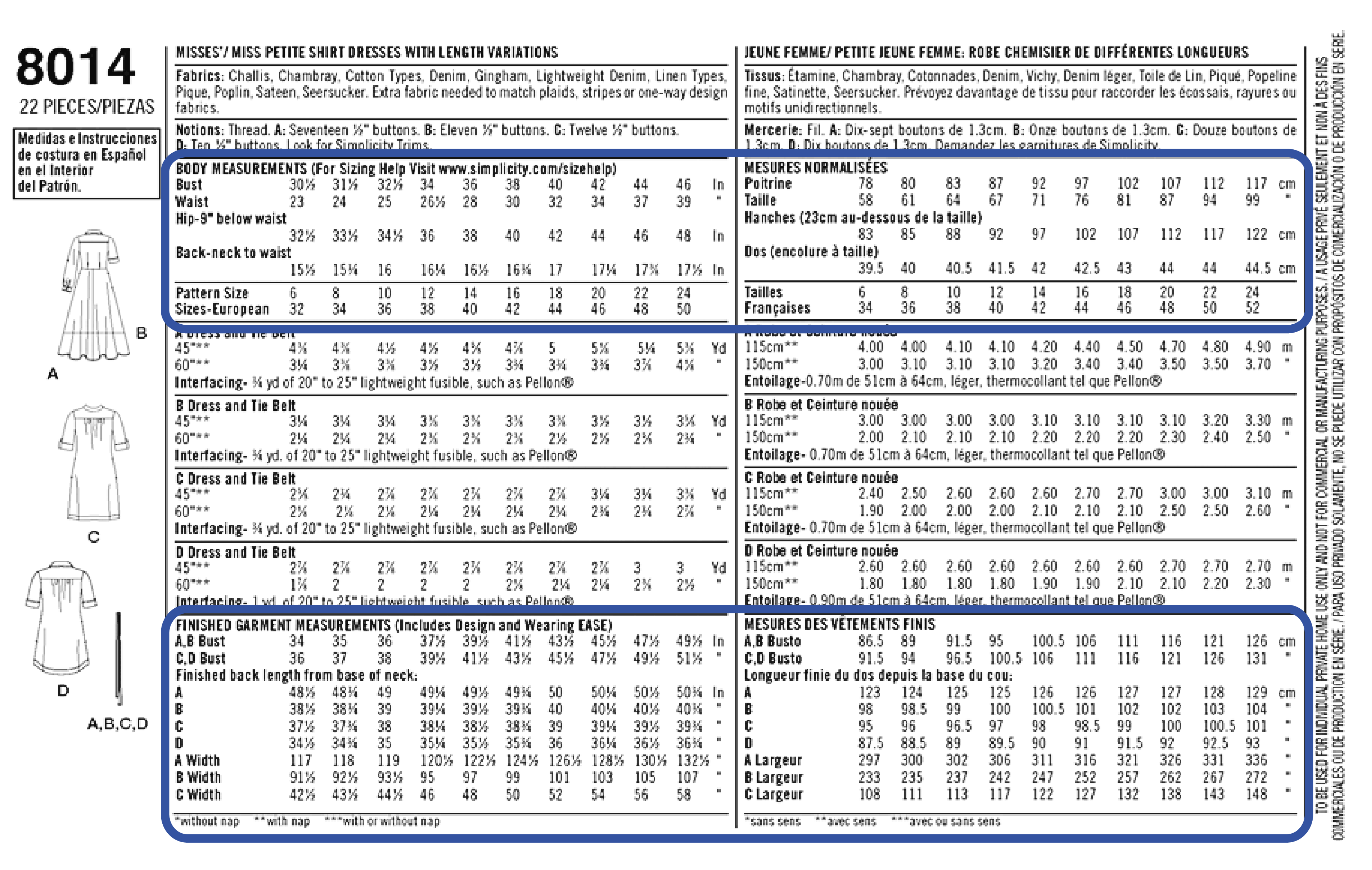 Chart With Sewing Measurements Conversion