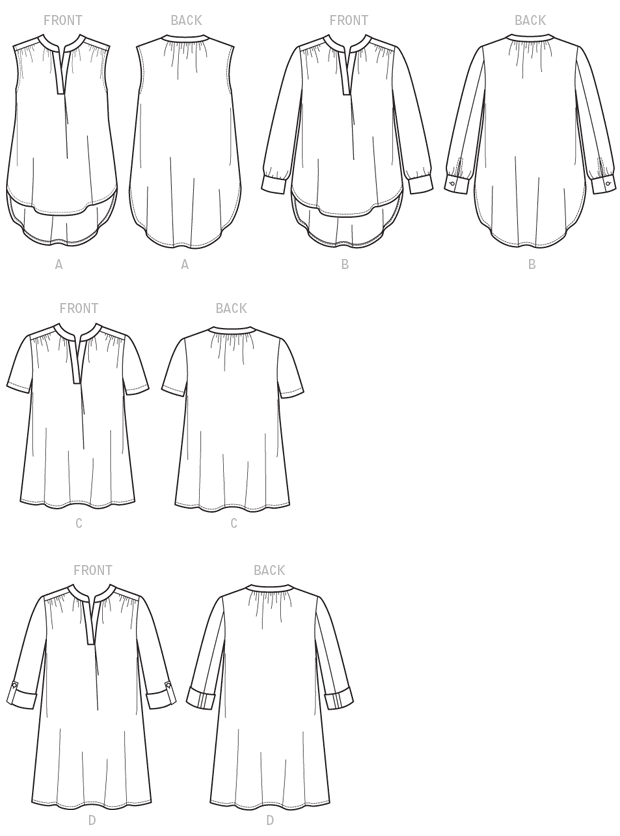 McCalls 7324 Loose Fit Tops /& Tunics Sewing Pattern~Sleeve Variations 14-22