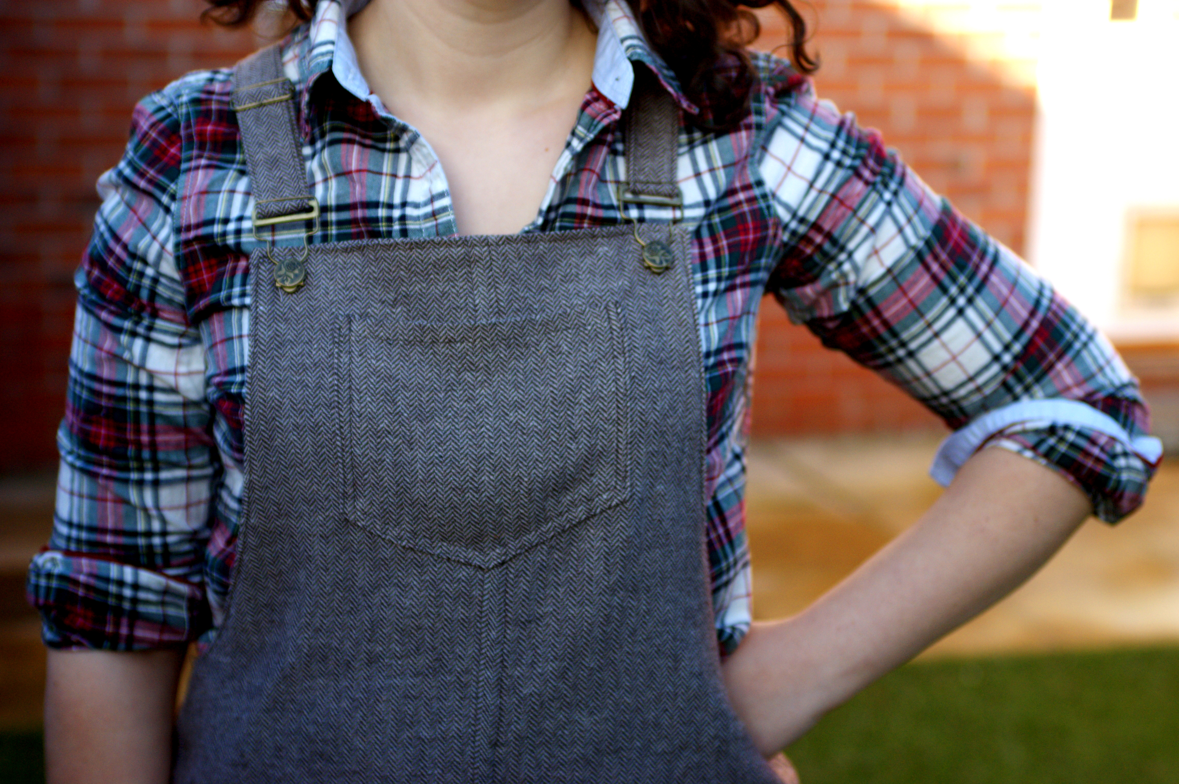 tweed dungaree dress