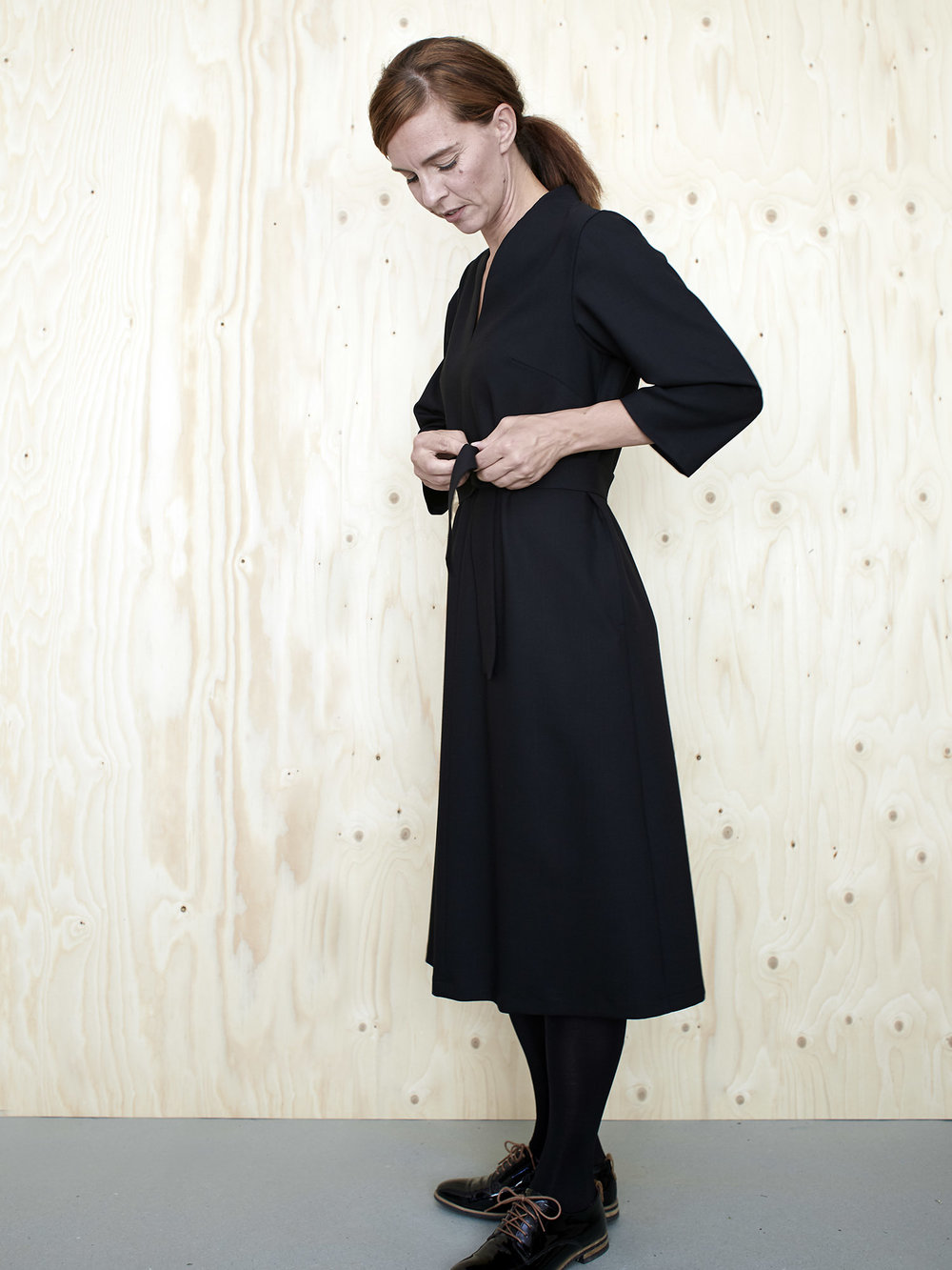 assembly line v neck dress review